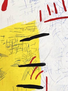 "Page 4"  Small Abstraction in White, Blue, Yellow and Red