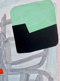 ""Remembering Place: Small Abstraction of Blue, Black, Teal, Green, and Red"