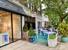 "Studio" Playful Matisse-like Abstraction Blue, Pink, Red, Yellow, Black, White