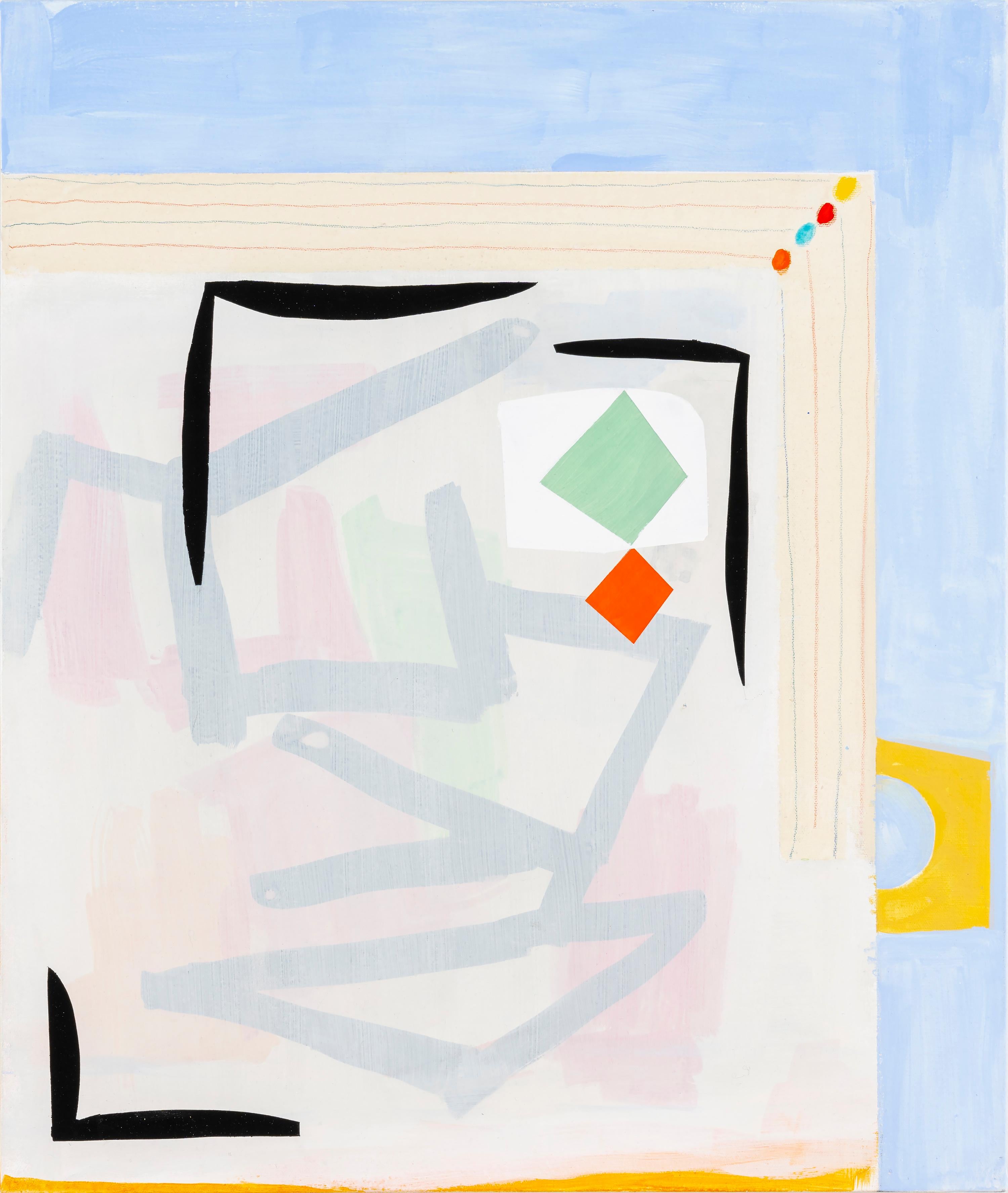 Margo Margolis Abstract Painting - "The Players"   Playful Abstract Matisse Calder Qualities Blue Yellow Red Pink 
