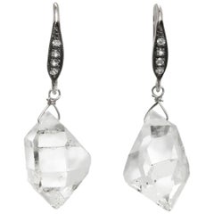 Margo Morrison Herkimer Diamond & White Sapphire Sterling Silver Drop Earrings