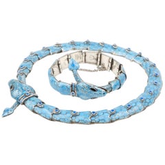 Margot de Taxco Champlevé Serpent Necklace and Bracelet Set