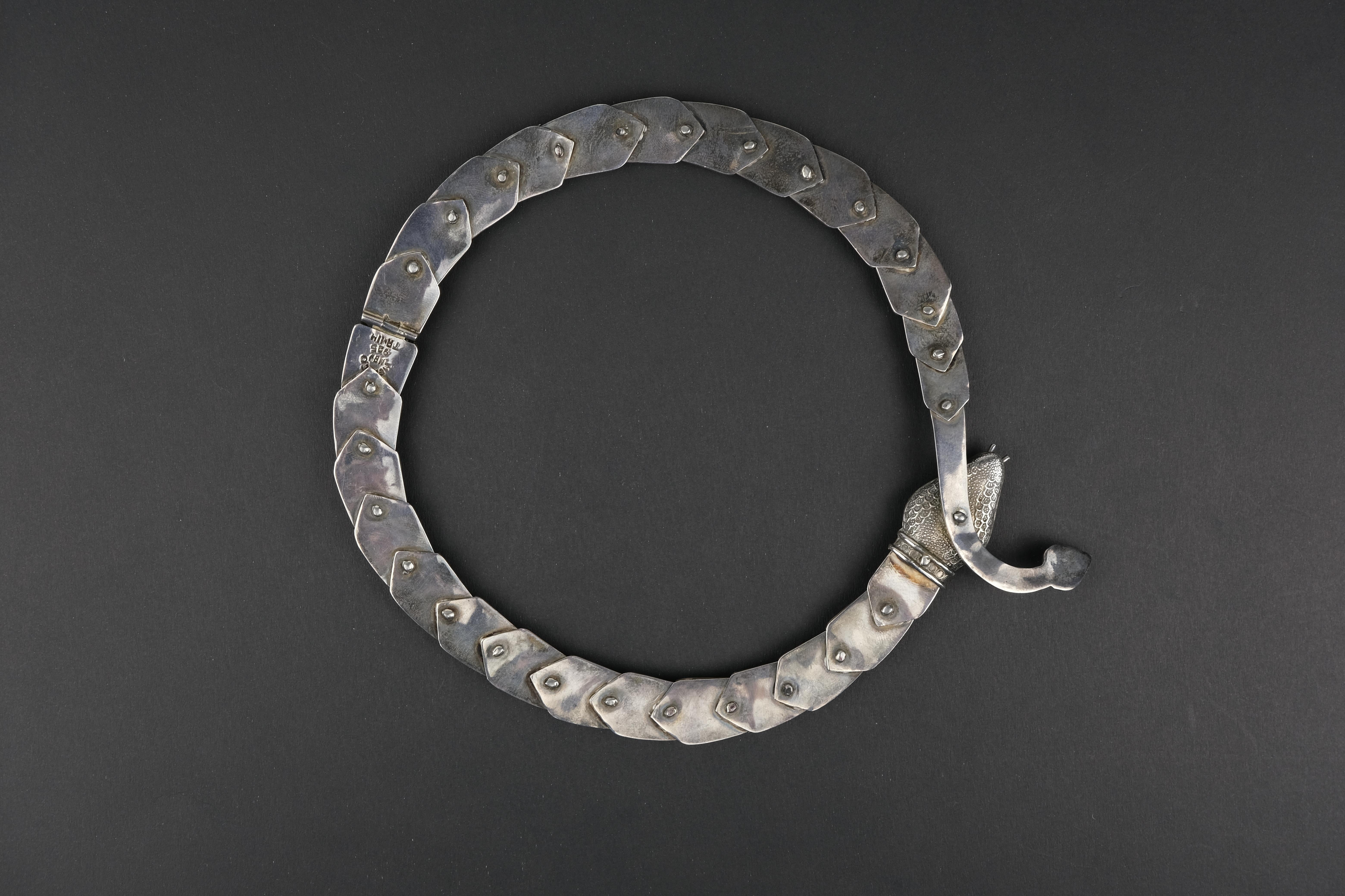 Margot De Taxco Champlevé Serpent Necklace and Bracelet Set Green 6