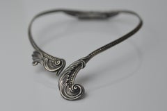 Margot De Taxco circa 1948 sterling "Silver Swirls Spring Necklace"