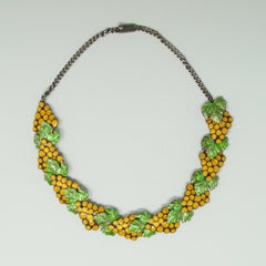 Margot de Taxco Cloisonne and Silver Grape Necklace