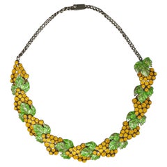 Margot de Taxco Cloisonne and Silver Grape Necklace
