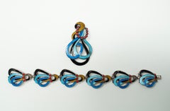 Margot de Taxco Cloisonne Bracelet and Brooch Set