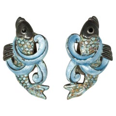 Margot de Taxco Cloisonne Fish Earrings
