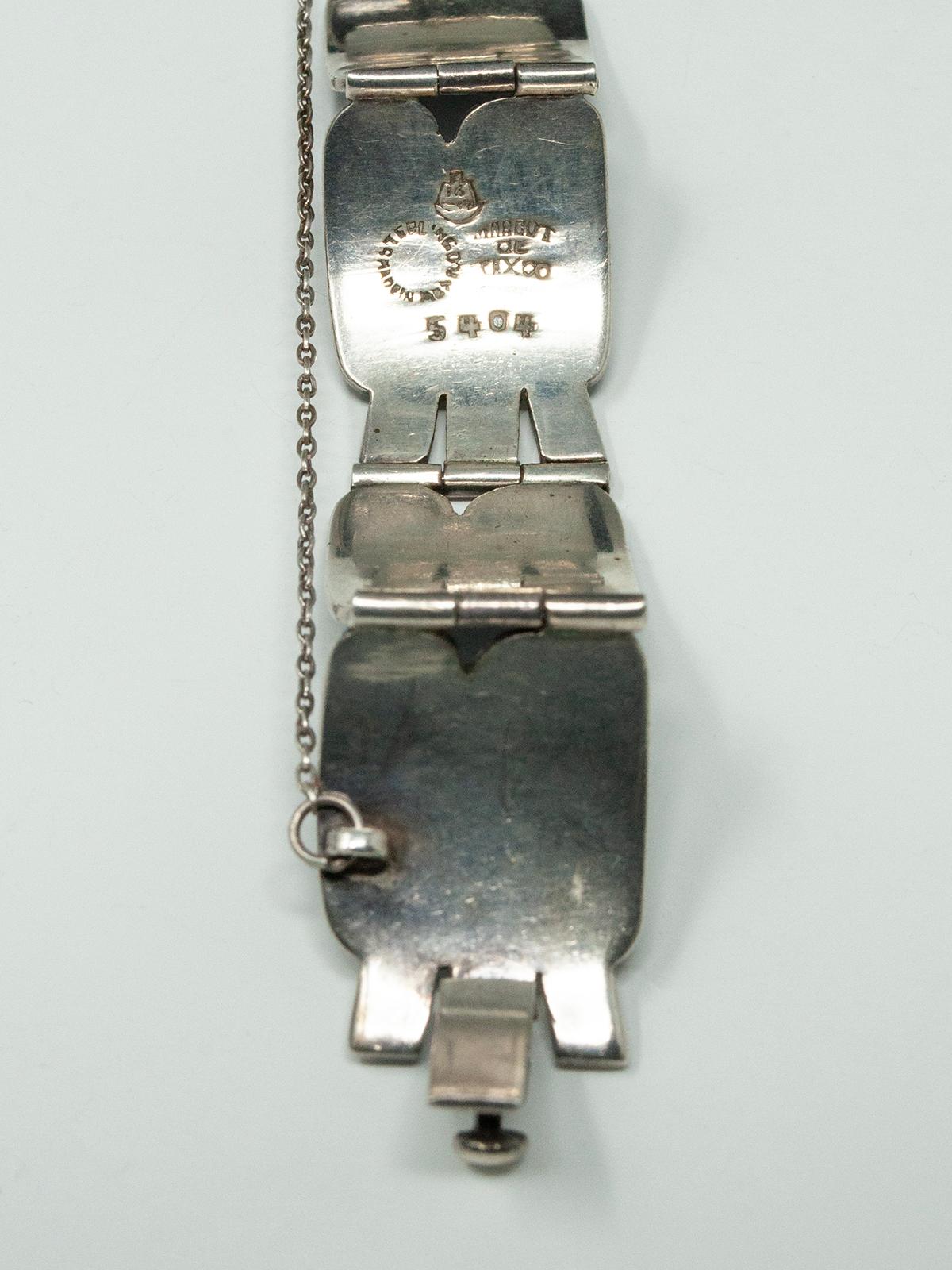 Margot de Taxco Enamel and Silver Bracelet and Earring Set For Sale 2
