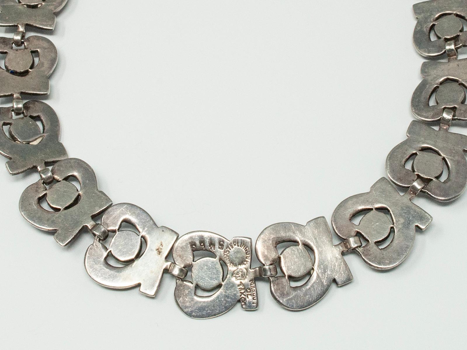 Margot De Taxco Collier en émail et argent et deux paires de boucles d'oreilles en vente 1