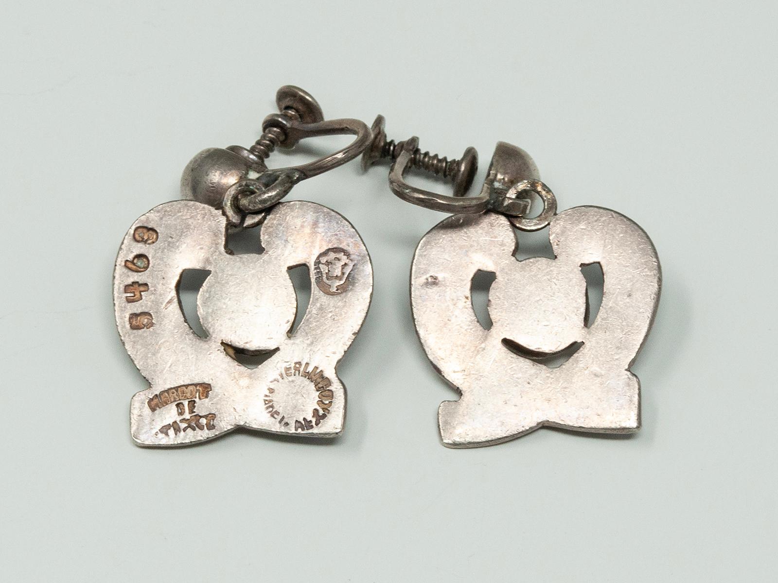 Margot De Taxco Collier en émail et argent et deux paires de boucles d'oreilles en vente 2