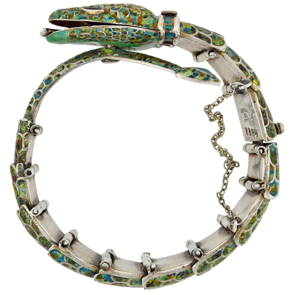 Margot De Taxco Enamel Link Serpent Bracelet