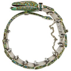 Vintage Margot De Taxco Enamel Link Serpent Bracelet