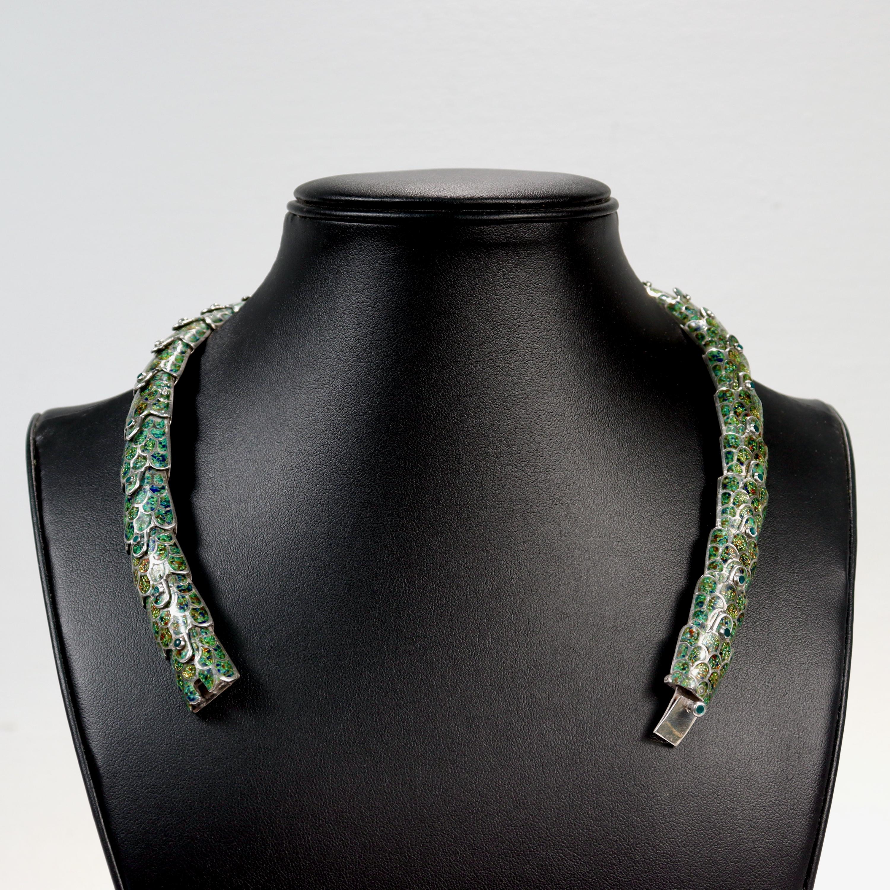 Margot de Taxco Emaille & Sterlingsilber Choker Halskette oder Kragen / Collier 5