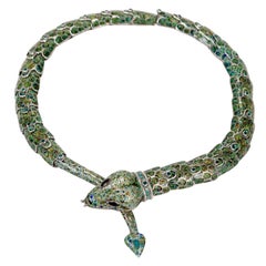 Collier ras du cou ou collier Margot de Taxco en émail et argent sterling