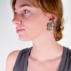 Margot de Taxco Enamel & Sterling Silver Clip-On Earrings