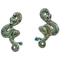 Margot de Taxco Enamel & Sterling Silver Clip-On Earrings
