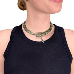 Collar corto o collar tipo gargantilla con forma de serpiente, de esmalte y plata de ley, de Margot de Taxco