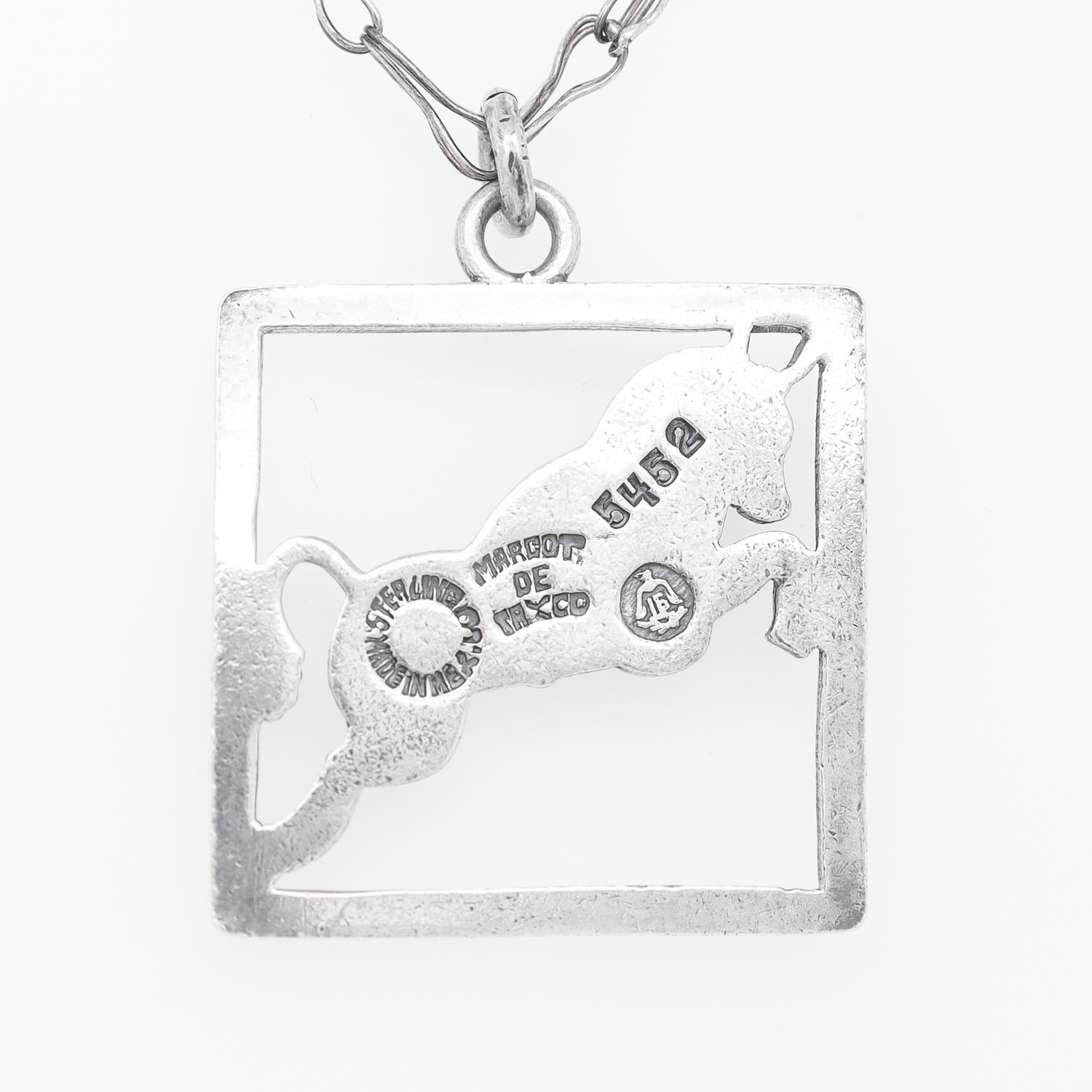 Margot de Taxco Mexican Sterling Silver Astrological Taurus Pendant Necklace For Sale 4