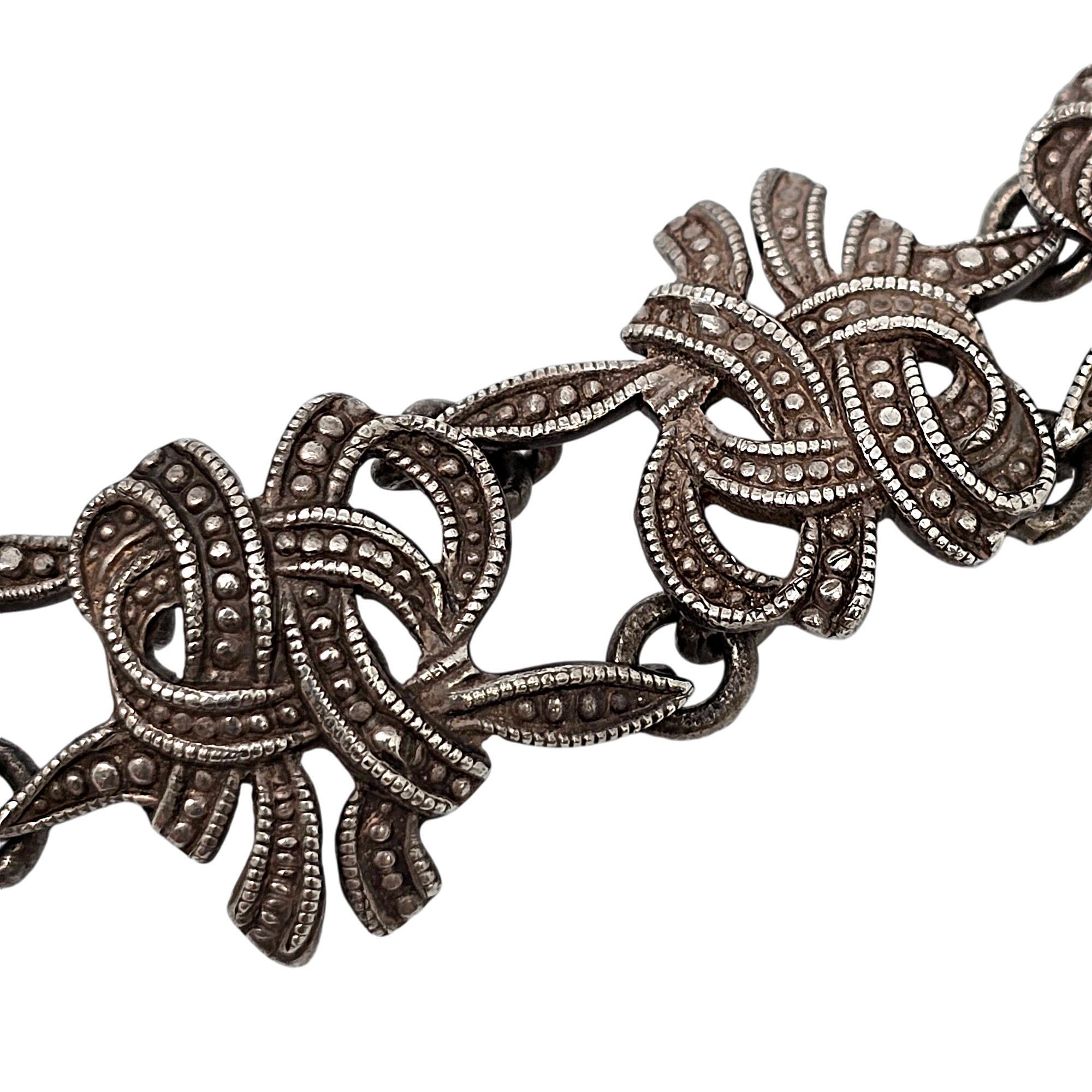 Margot de Taxco Mexiko Gliederarmband 5346 #19101 aus Sterlingsilber mit Blatt- und Bändern im Zustand „Gut“ im Angebot in Washington Depot, CT