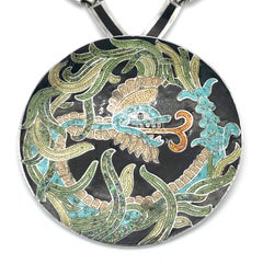 Margot De Taxco Mid-Century Modern Mexico Enamel Sterling Silver Necklace
