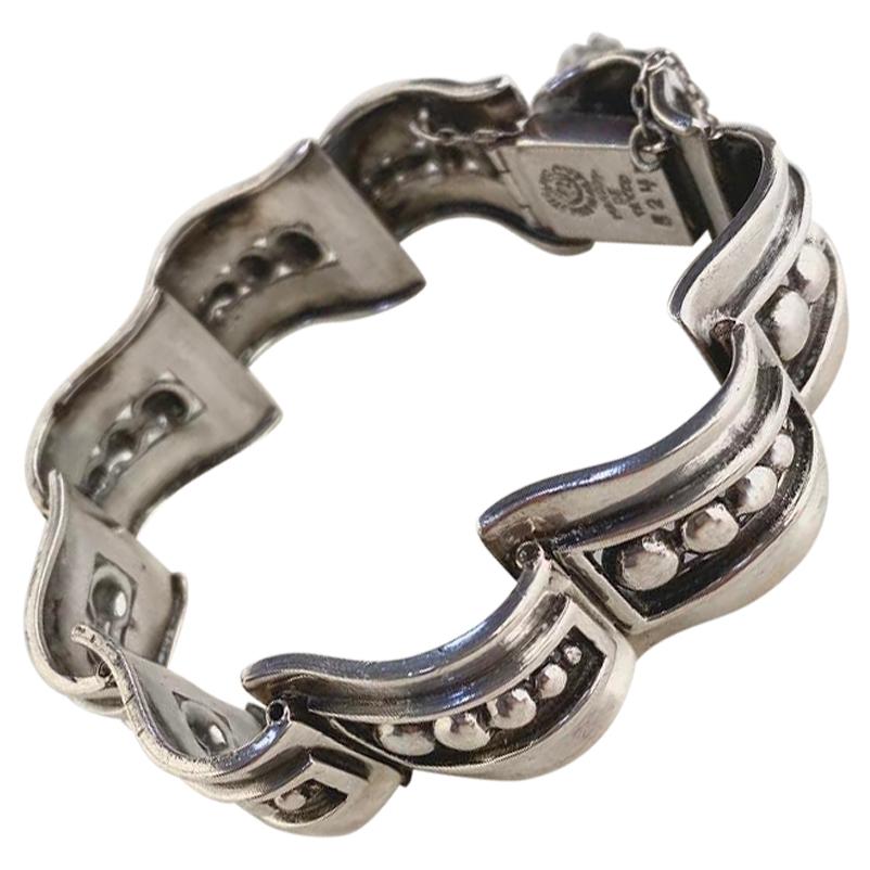 Margot de Taxco Sterling Silver Link Bracelet No. 5247 For Sale