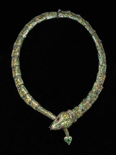 Margot de Taxco Sterling Silver and Enamel Snake Necklace