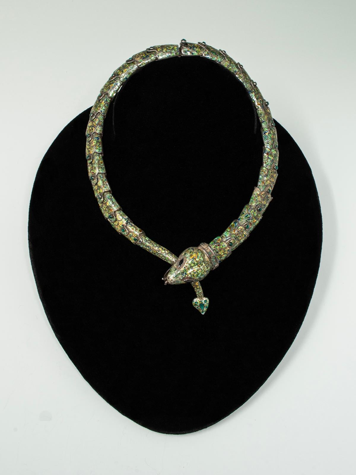 Artisan Margot De Taxco Collier serpent en argent et émail en vente
