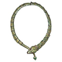 Margot de Taxco Sterling Silver and Enamel Snake Necklace
