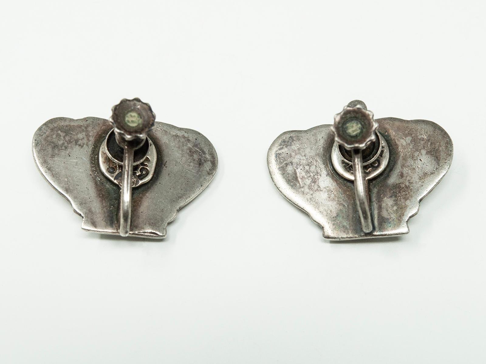 Women's Margot de Taxco Sterling Silver Crown Brooch and Earrings For Sale