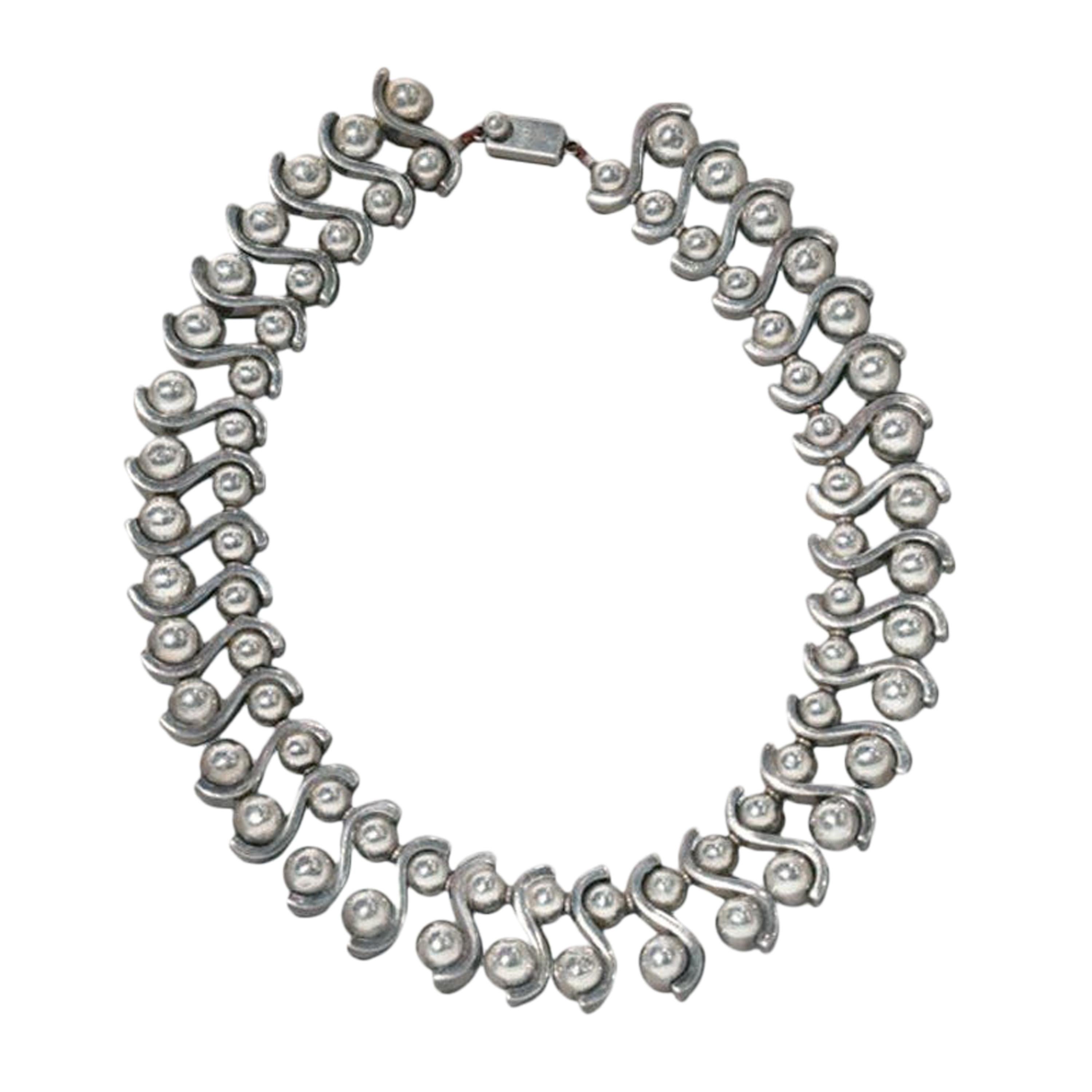 Margot De Taxco Sterling Silver Modernist Necklace