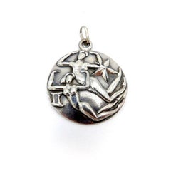 Margot De Taxco Zodiac Sterling Silver Gemini Pendant Medallion, circa 1950