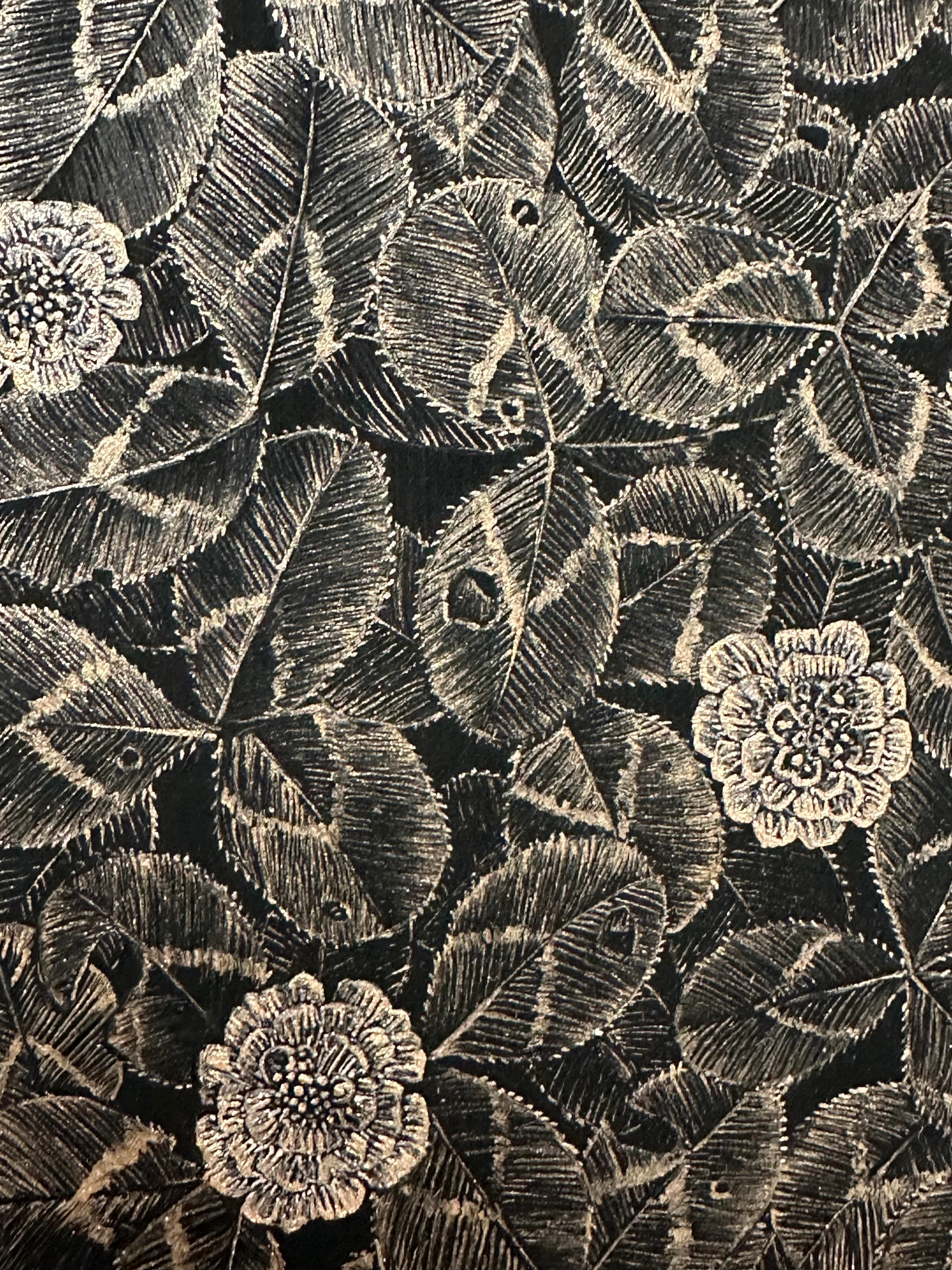 Kleeblatt, Metallic Rot Kleeblatt Pflanze, Stängel, Botanisch Auf Schwarz im Angebot 4