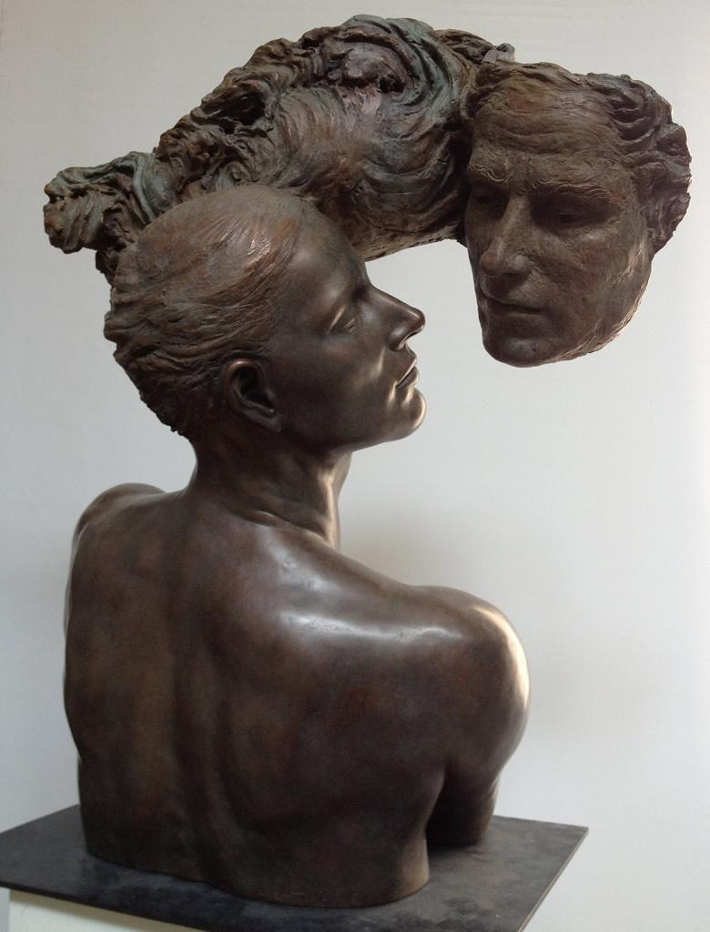 Anima Animus Bronze Sculpture Contemporary Connected - Gold Figurative Sculpture by Margot Homan