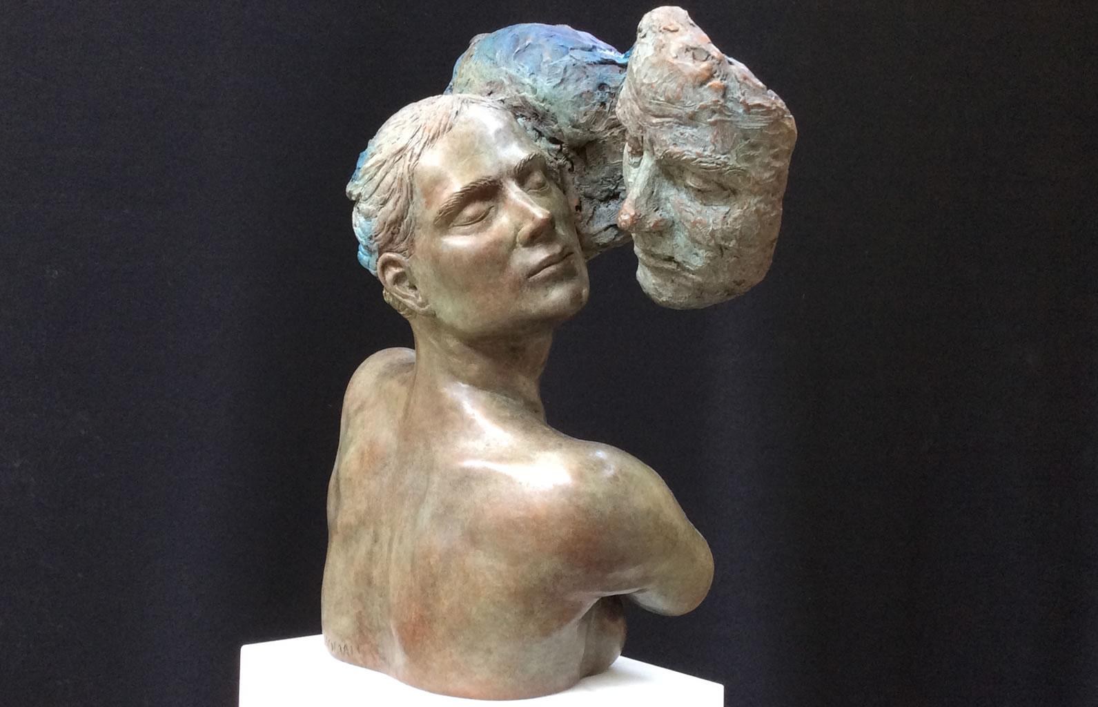 Margot Homan Figurative Sculpture - Anima Animus Small Bronze Sculpture Connection Connected Classical Contemporary