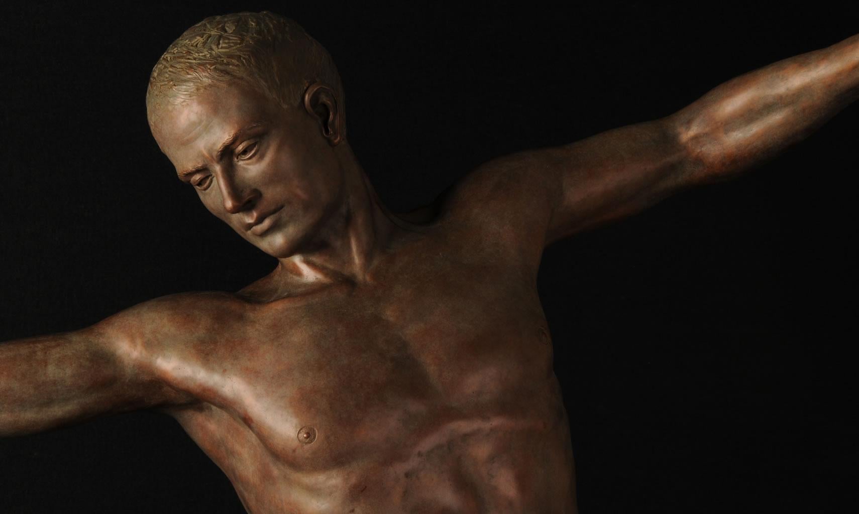 Danse Mystique Dance Mystic Bronzeskulptur Klassische zeitgenössische Skulptur (Gold), Nude Sculpture, von Margot Homan