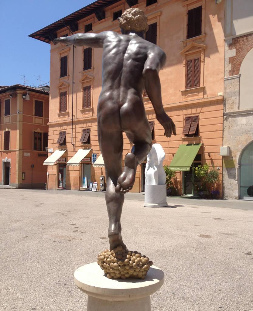 Dionysisch Big Bronze Sculpture Mythology Classical Contemporary Art - Gold Nude Sculpture by Margot Homan