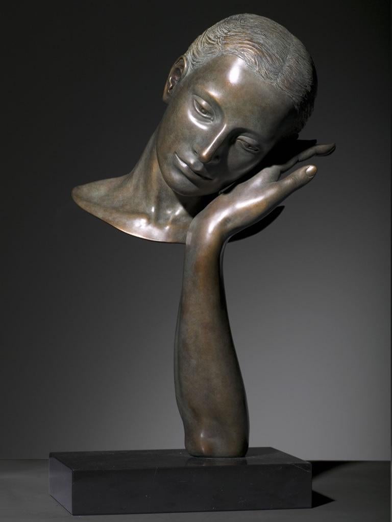 Margot Homan Figurative Sculpture - Et Tu Dors And You Are Sleeping Bronze Sculpture Portrait Classic Contemporary