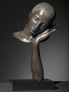 Et Tu Dors And You Are Sleeping, sculpture en bronze, portrait classique contemporain