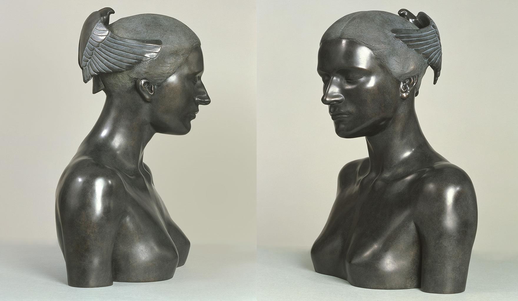 Gevleugelde Gedachte Winged Thought Bronze Sculpture Contemporary Classic - Gold Figurative Sculpture by Margot Homan