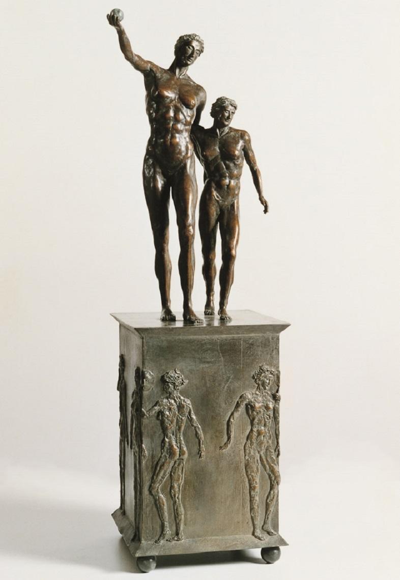 Margot Homan Nude Sculpture – Hemelse Jacht Heavenly Hunt Bronzeskulptur Klassische zeitgenössische Mythologie