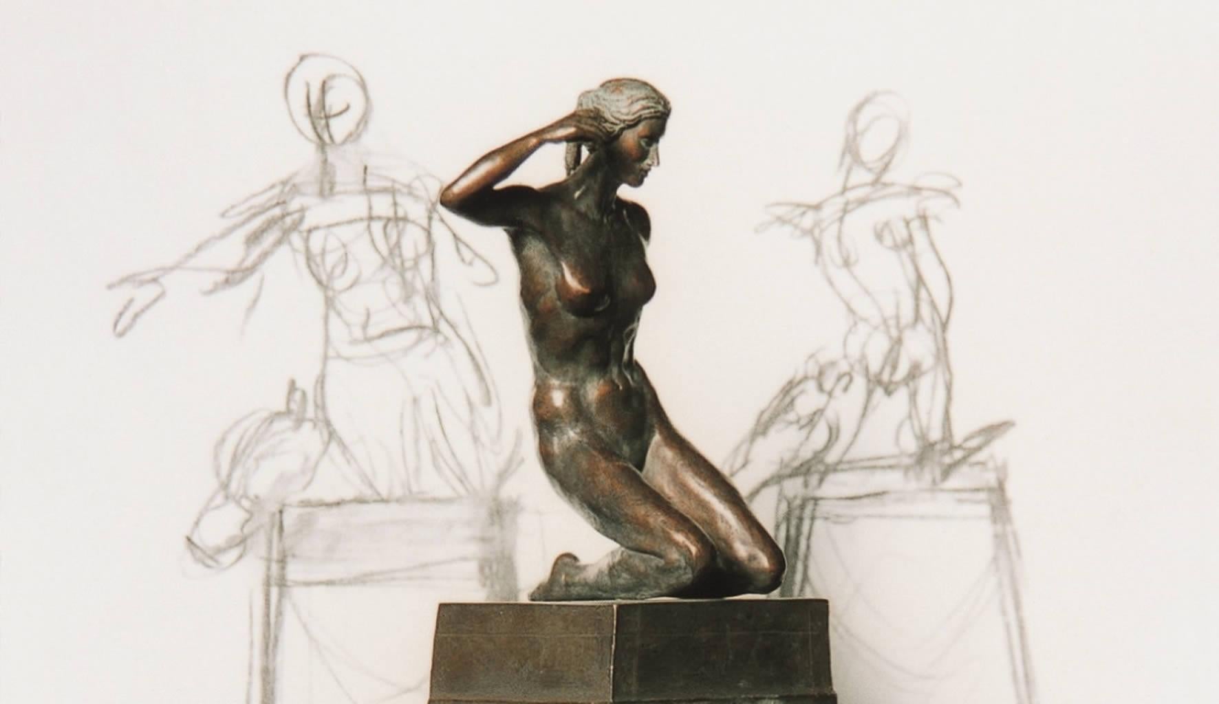 Margot Homan Figurative Sculpture – Hippodameia-Bronze-Skulptur Mythologie Klassische zeitgenössische weibliche Figur