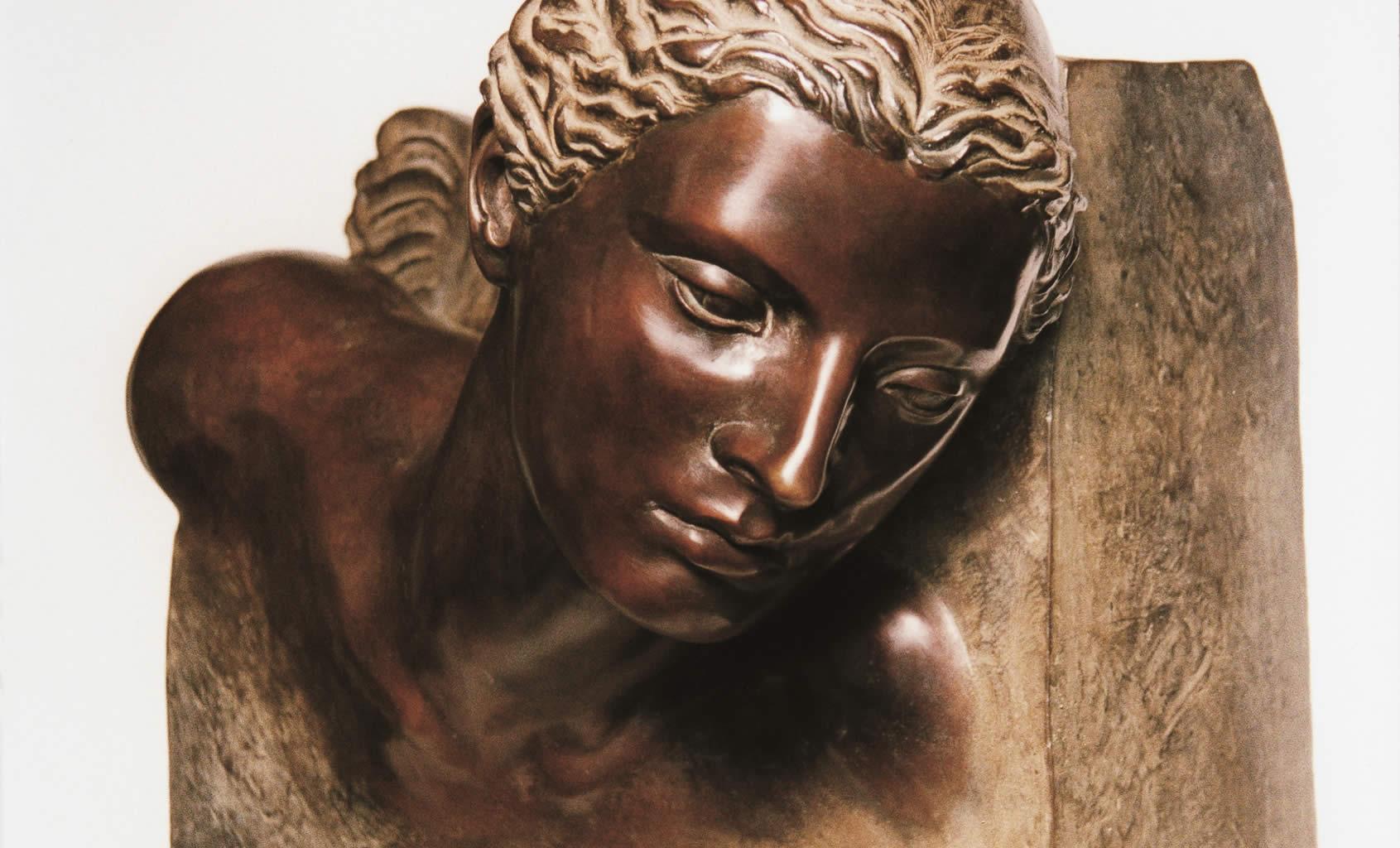 Ikaros Bronze Sculpture Mythology Classic Contemporary  - Gold Figurative Sculpture by Margot Homan