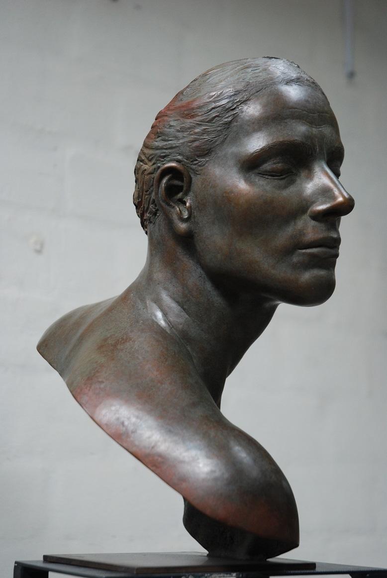 La Speranza Hope Bronze Sculpture Classic Head In Stock - Gold Figurative Sculpture by Margot Homan