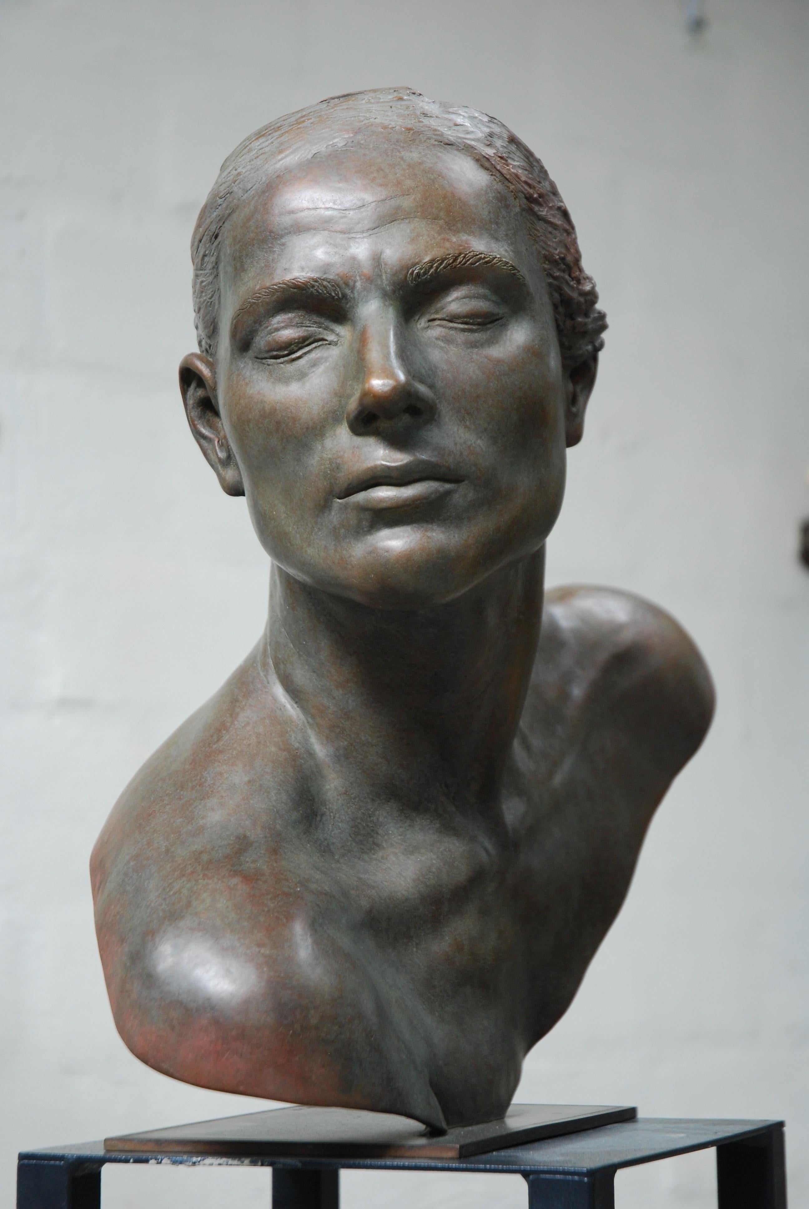 Margot Homan Figurative Sculpture - La Speranza Hope Bronze Sculpture Classic Head In Stock