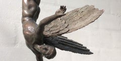 Lucifer Bronze Sculpture Contemporary Classic Mythology Male Figure Wings Angel