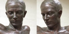 Mystiek Portret Mystical Portrait Bronze Sculpture on Stone Classic Contemporary