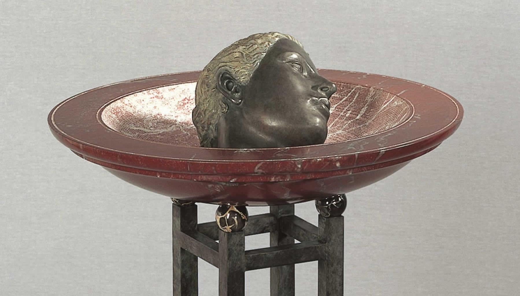 Orpheus Bronze-Skulptur Zeitgenössische klassische Mythologie  (Gold), Figurative Sculpture, von Margot Homan