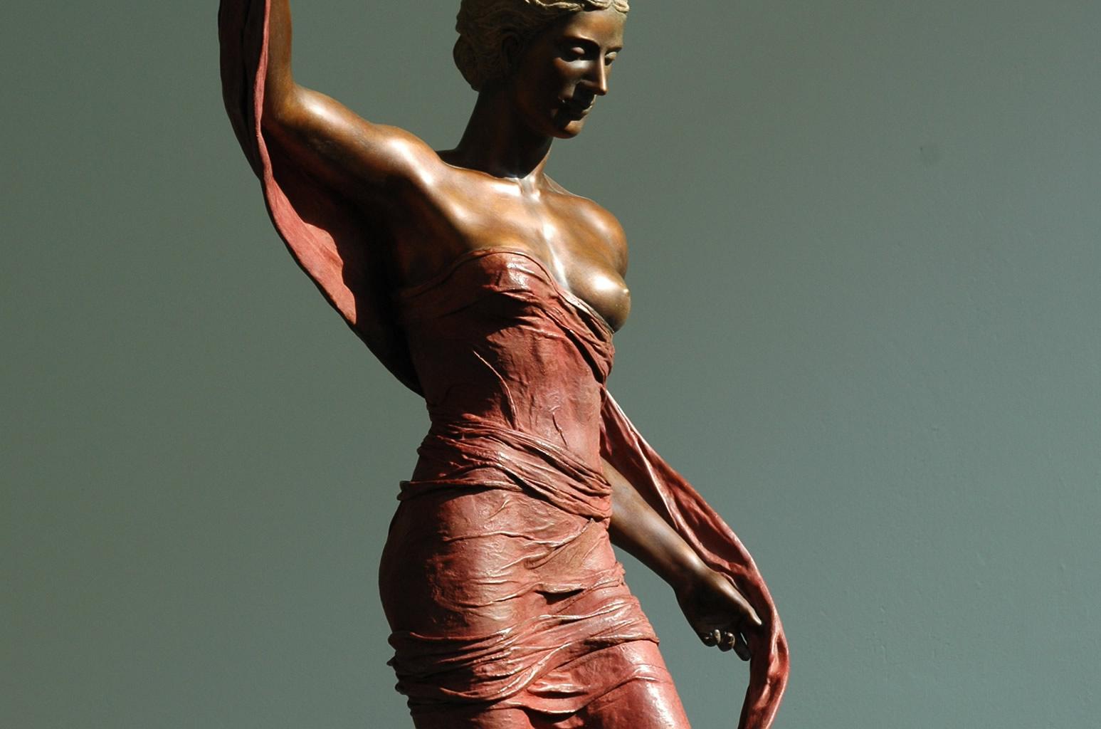 Rewind Bronze Sculpture Mythology Classic Contemporary  - Gold Nude Sculpture by Margot Homan