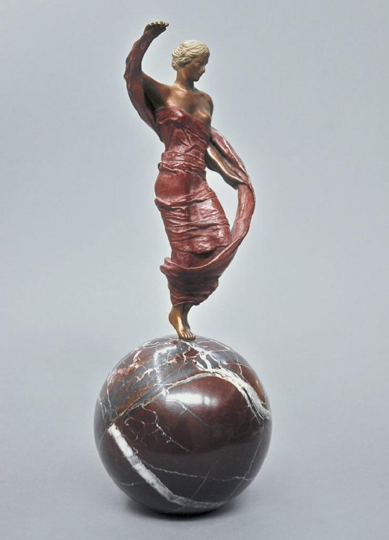 Margot Homan Figurative Sculpture - Rewind Small Bronze Sculpture Contemporary Classic Mythology with Pedestal